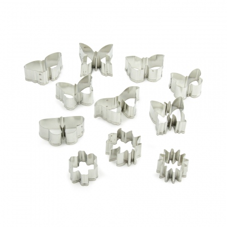 Набор форм металлических (бабочки+цветы) для выдавливания глины (11 шт.) PCS-22