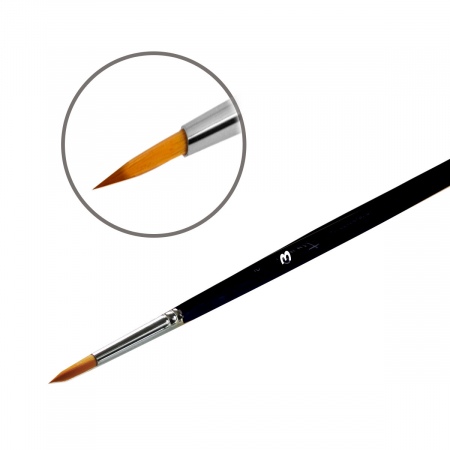 Кисть-синтетика (под колонок) №3, длинная ручка   