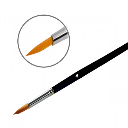 Кисть-синтетика (под колонок) №4, длинная ручка   
